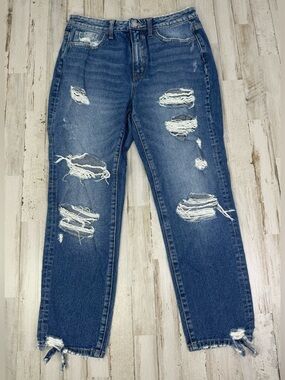 Flying Monkey Jeans Womens 30x27 Blue Medium Wash High Rise Distressed